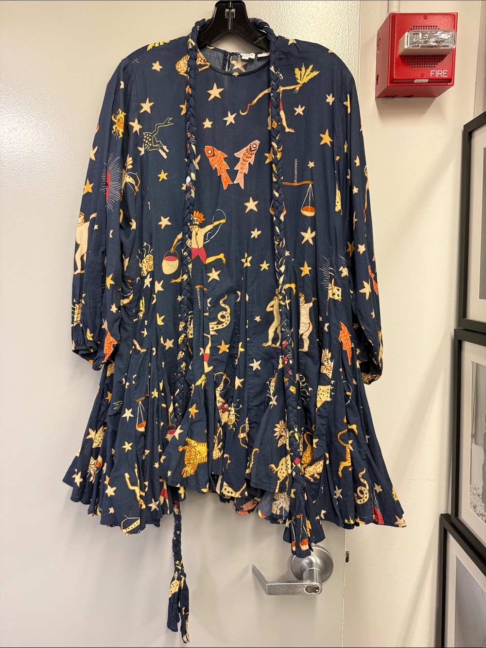 RHODE Navy Mini Dress with Zodiac Star and Orange Accents